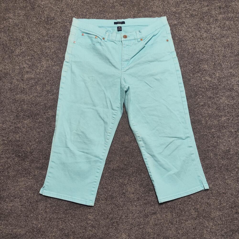 Chaps Capri Jeans Womens 12 Light Aqua Blue Mid Rise Stretch Denim Summer